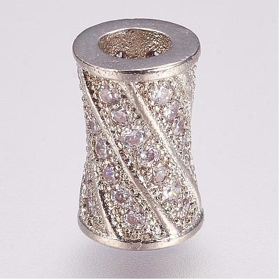 Brass Micro Pave Cubic Zirconia Beads ZIRC-G087-19P-1