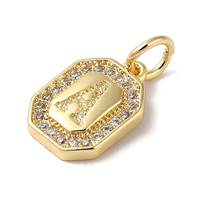 Real 18K Gold Plated Brass Micro Pave Clear Cubic Zirconia Pendants KK-L216-002G-A-1