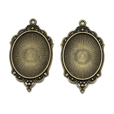 Tibetan Style Alloy Pendant Cabochon Settings TIBEP-R304-016AB-LF-1