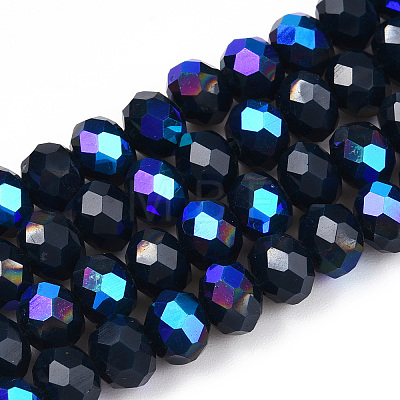 Electroplate Opaque Solid Color Glass Beads Strands EGLA-A034-P10mm-L22-1