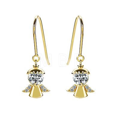Brass Clear Cubic Zirconia Dangle Earrings WG307C1-01-1