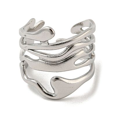 304 Stainless Steel Open Cuff Ring RJEW-C067-06P-1