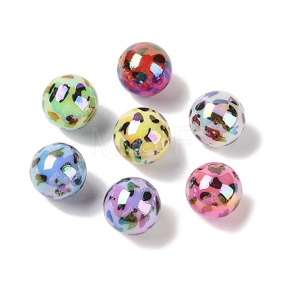 10Pcs UV Plating Colours Acrylic Beads OACR-S146-01M-1