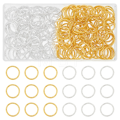 WADORN 200Pcs 2 Colors Iron Textured Jump Rings IFIN-WR0001-15-1