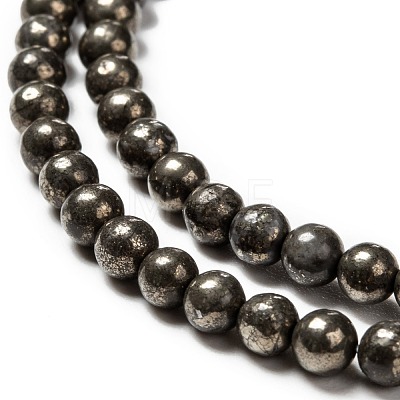Natural Pyrite Beads Strands G-L031-4mm-01-1