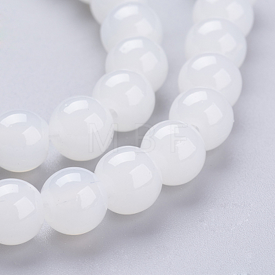 Imitation Jade Glass Round Beads Strands X-DGLA-S076-8mm-21-1