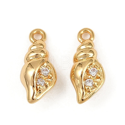 Ocean Theme Brass Micro Pave Cubic Zirconia Charms KK-F902-08O-G-1
