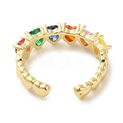Brass Micro Pave Cubic Zirconia Rings for Women RJEW-E295-27G-1