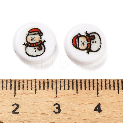 Christmas Theme Printed Opauqe Acrylic Beads OACR-R004-01G-1