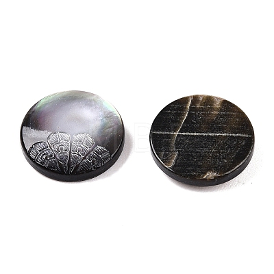 Natural Black Lip Shell Carved Cabochons SSHEL-T017-04C-1