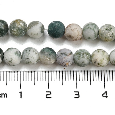 Natural Tree Agate Frosted Agate Round Gemstone Beads Strands G-O151-01-6mm-1