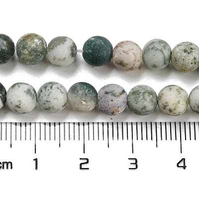 Natural Tree Agate Frosted Agate Round Gemstone Beads Strands G-O151-01-6mm-1