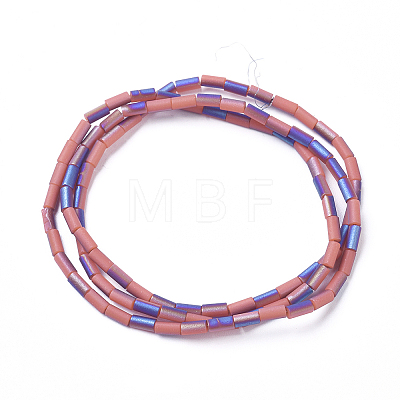 Electroplated Frosted Glass Bead Strands EGLA-G071-D02-1