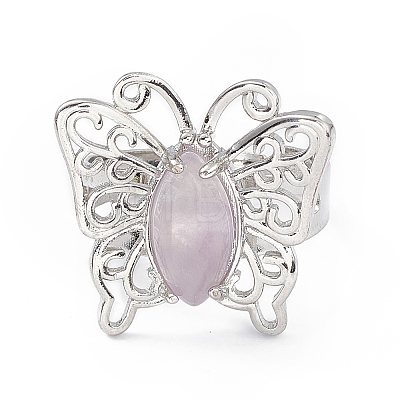 Gemstone Butterfly Adjustable Ring RJEW-H133-02-1