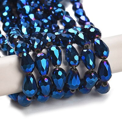 Electroplate Glass Beads Strands EGLA-D017-12x8mm-1-1