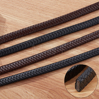 Flat Braided Leather Cord WL-WH0003-09B-1