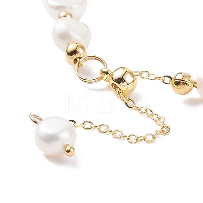 Natural Amethyst & Pearl Beaded Bracelet with Cubic Zirconia Heart Charm BJEW-JB08167-01-1
