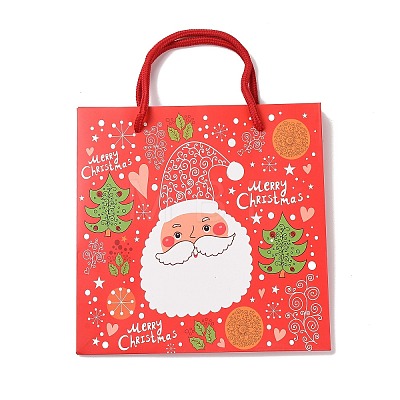 Christmas Santa Claus Print Paper Gift Bags with Nylon Cord Handle CARB-K003-01B-02-1