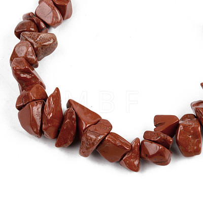 Unisex Chip Natural Red Jasper Beaded Stretch Bracelets BJEW-S143-17-1