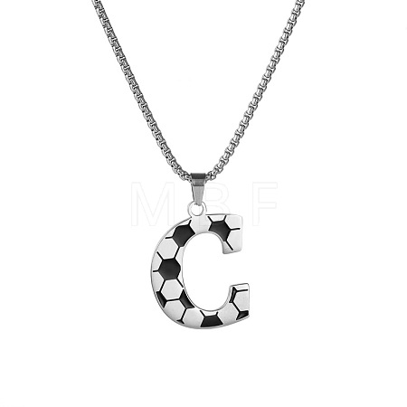201 Stainless Steel Soccer Initial Pendant Necklacess for Men Women WG63E1E-23-1