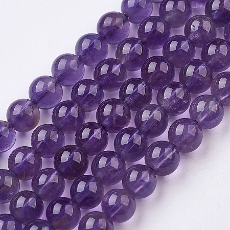 Natural Amethyst Bead Strands G-J376-20-6mm-1