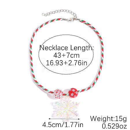 Christmas Acrylic Pendant Polyester Cord Necklaces with Alloy End Chains FS-WG3DBCD-04-1