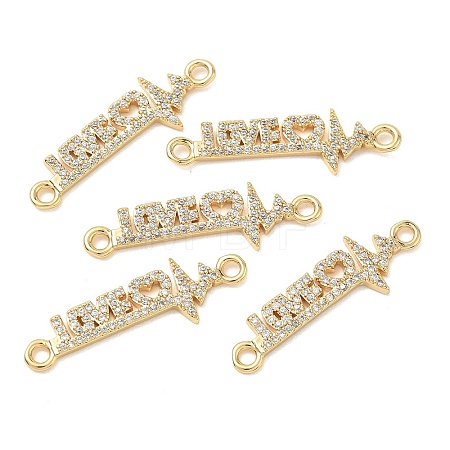 SHEGRACE Brass Micro Pave Clear Cubic Zirconia Connector Charms XGRQ3D931-494G-1