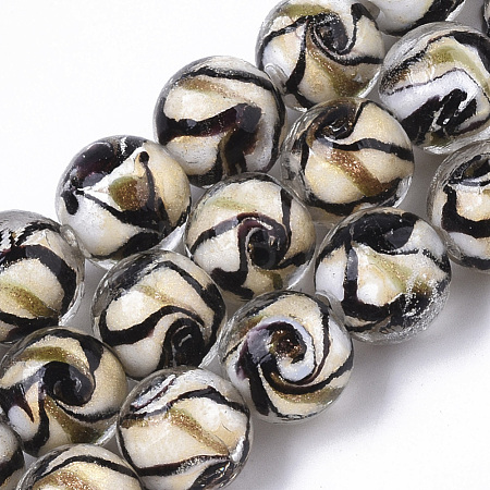 Handmade Gold Sand Lampwork Beads Strands LAMP-T007-05A-1
