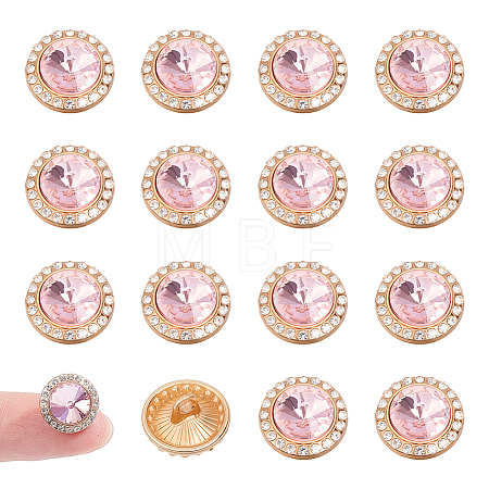 20Pcs 1-Hole Flat Round Zinc Alloy Rhinestones Buttons ALRI-NB0001-20D-1