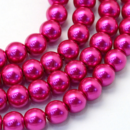 Baking Paint Pearlized Glass Pearl Round Bead Strands X-HY-Q003-6mm-17-1