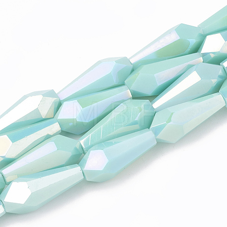 Electroplate Opaque Solid Color Glass Beads Strands X-EGLA-T008-12B-1