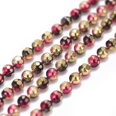 Electroplated Brass Faceted Ball Chains KK-G358-B09-1