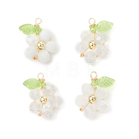 4Pcs 2 Styles Glass Pendants PALLOY-JF04733-1