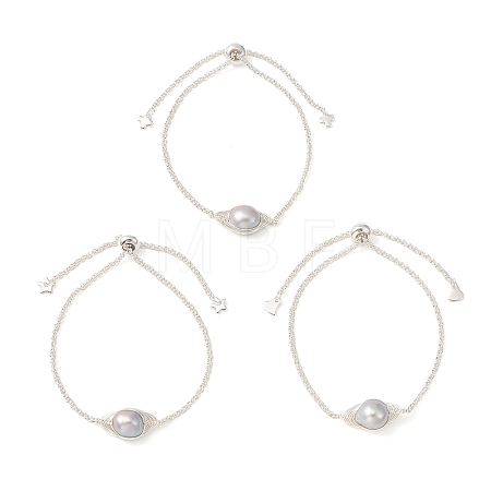 Natural Pearl Link Slider Bracelet BJEW-JB09449-02-1
