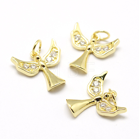 Brass Micro Pave Grade AAA Cubic Zirconia Charms X-ZIRC-P072-01G-NR-1
