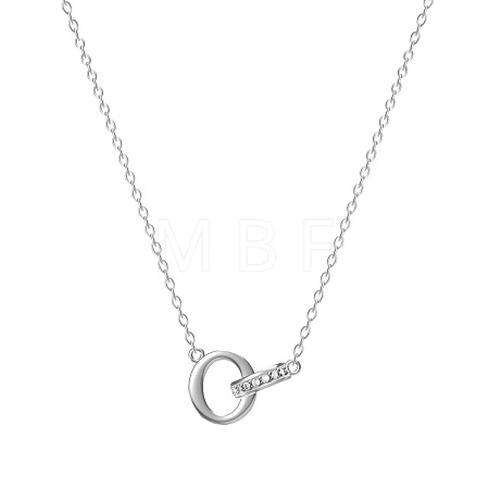 304 Stainless Steel Crystal Rhinestone Initial Pendant Necklaces FS-WGCEFCC-15-1
