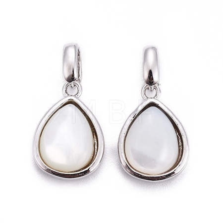 Natural White Shell Mother of Pearl Shell Charms BSHE-F011-03A-P-1
