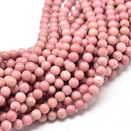 Natural Rhodonite Round Bead Strands G-P072-38-6mm-1