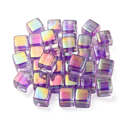 UV Plating Transparent Acrylic European Beads OACR-F004-10A-1