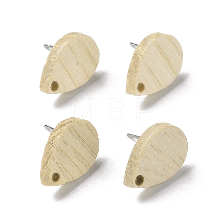 Ash Wood Stud Earring Findings EJEW-N017-011C-1