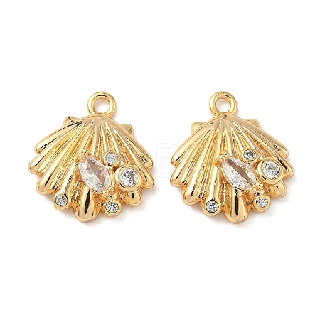 Ocean Brass Micro Pave Clear Cubic Zirconia Charms KK-B160-42G-07-1