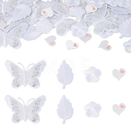 40Pcs 4 Styles Polyester Embroider Thread Iron on/Sew On Patches PATC-TA0001-45C-1