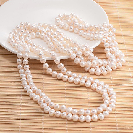 Natural Pearl Beads Necklace NJEW-P126-A-06-1