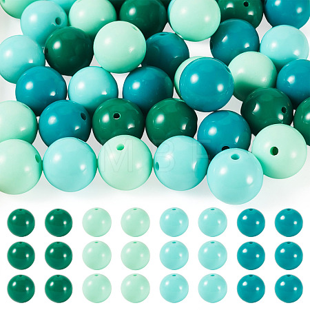 40Pcs 4 Colors Opaque Acrylic Beads MACR-TA0002-97A-1
