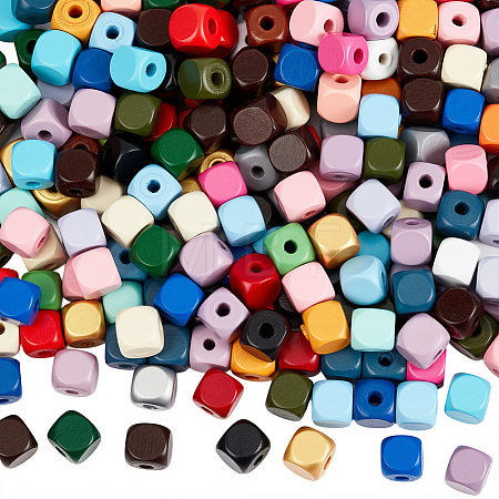Spray Painted Wooden Beads WOOD-PA0001-53A-1