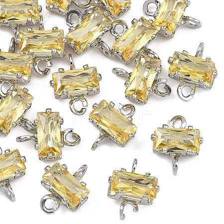 SHEGRACE Brass Pave Cubic Zirconia Rectangle Connector Charms XGRQ2O670-438C-P-1