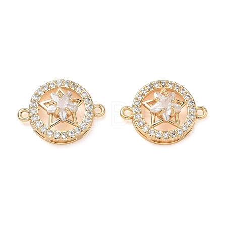 Brass Micro Pave Clear Cubic Zirconia Connector Charms CU-CBA3F77-09G-1
