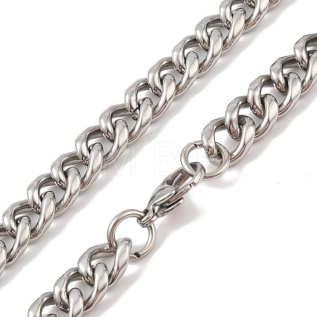 Non-Tarnish 304 Stainless Steel Cuban Link Chain Necklaces NJEW-K378-16B-P-1