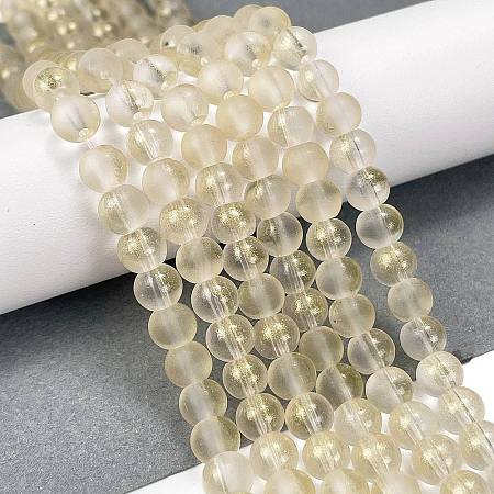 Frosted Transparent Glass Bead Strands GLAA-P065-6mm-01-1