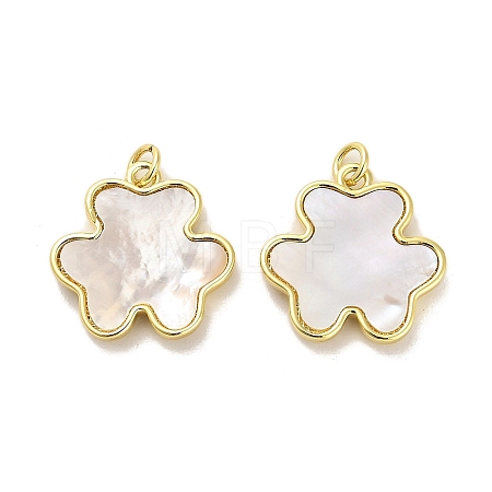 Brass Pave Shell Pendants KK-K365-08A-G-1